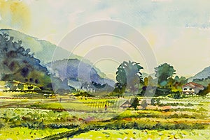 Landscape painting colorful of mountain and emotion