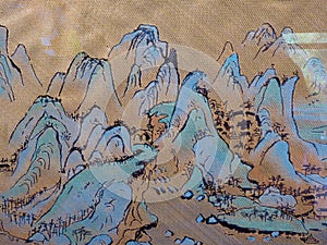 A landscape painting made on cloth