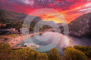 Landscape with Paleokastritsa bay on Corfu island, Greece