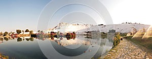 Landscape of Pamukkale, Turkey, panoramic view