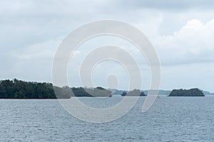 Landscape of Panama Canal on a cloudy day.