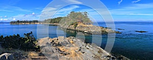 Landscape Panorama of Boat Pass from Saturna Island, Gulf Islands National Park, British Columbia