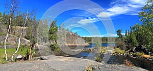 Landscape Panorama of Cameron River, Hidden Lake Territorial Park, Northwest Territories, Canada