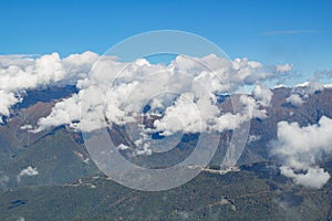 Landscape panorama caucasus mountain with autumn hills