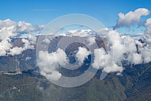 Landscape panorama caucasus mountain with autumn hills