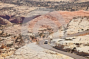 Landscape panorama of curved Mountain road