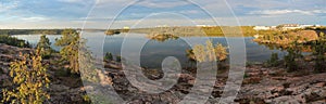 Landscape Panorama of Evening Light on Frame Lake, Yellowknife, Northwest Territories, Canada