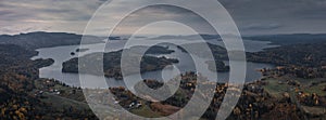 Landscape panorama with islands of HÃ¶ga Kusten at the lookout point RÃ¶dklitten in Sweden in autumn