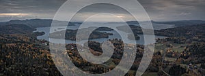 Landscape panorama with islands of HÃ¶ga Kusten at the lookout point RÃ¶dklitten in Sweden in autumn