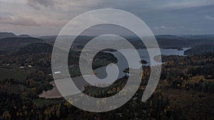 Landscape panorama with islands of HÃ¶ga Kusten at the lookout point RÃÂ¶dklitten in Sweden in autumn