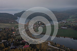 Landscape panorama with islands of HÃ¶ga Kusten on Mount Stortorget in the east of Sweden in autumn