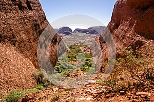 Landscape panorama from the Karingana lookout in the Olgas in outback Australia