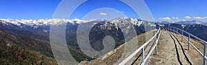 Sequoia National Park Landscape Panorama of Moro Rock and Snow-covered Sierra Nevada Mountain Scenery, California, USA