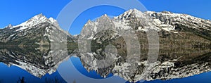 Landscape Panorama of Jenny Lake and Rocky Mountains, Grand Teton National Park, Wyoming