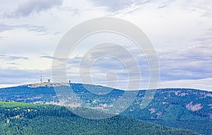 Landscape Panorama view on top of Brocken mountain Harz Germany