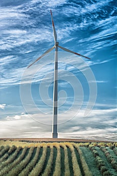 Landscape panorama with wind turbine
