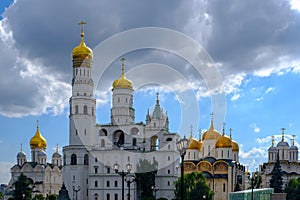 Landscape with panoramic view on domes of cathedrals Moscow Kremlin photo