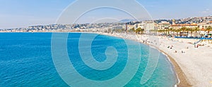 Landscape panoramic view of Nice, Cote d\'Azur, France, South Europe. Beautiful city and luxury resort of French riviera