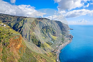 Landscape with panoramic view of Paul do Mar and the coast of Madeira,