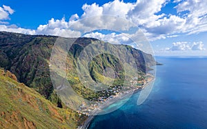 Landscape with panoramic view of Paul do Mar and the coast of Madeira