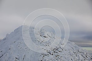 Landscape panoramic view of snowed winter tatra mountains