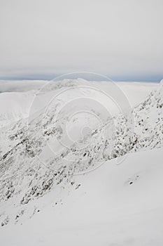 Krajina panoramatický výhled na zasněžené zimní Tatry