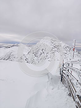 Krajina panoramatický výhled na zasněžené zimní Tatry