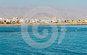 Landscape with panoramic view of Sur, Sultanate of Oman