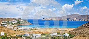 Landscape with Panormos beach, Mykonos island, Greece