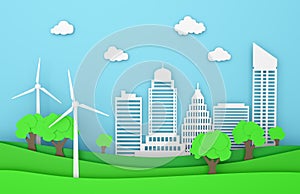 landscape paper city ecology green energy wind turbine