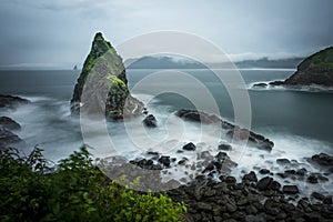 Landscape papuma beach jember east java indonesia photo