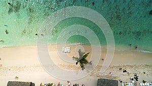 Landscape of paradise tropical island in the Caribbean sea. Wild exotic beach, aerial view