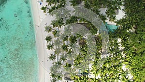 Landscape of paradise tropical island in the Caribbean sea. Wild exotic beach, aerial view