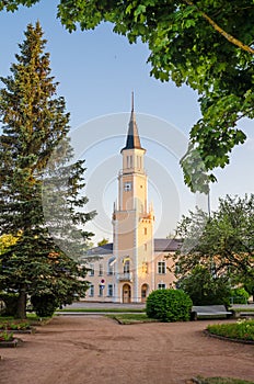 Landscape in the park in front of City Hall in Sillamae