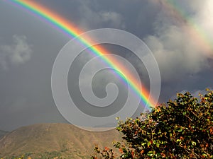 Landscape with part of two rainbows