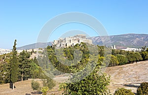 Landscape of Parthenon Acropolis in Athens Greece