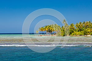 Landscape photo of beautiful paradise Maldives tropical beach on island. Summer and travel vacation concept