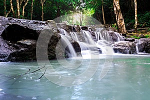 The landscape photo, beautiful waterfall in rainforest,waterfall in Thailand