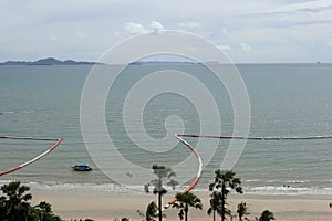 Landscape photo of Pattaya beach. Beautiful Pattaya beach and city bird eye view. vacation concept