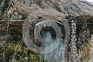 Landscape photo taken at Kawarau Bridge near Queenstown of New Zealand where people do Bungy Jump