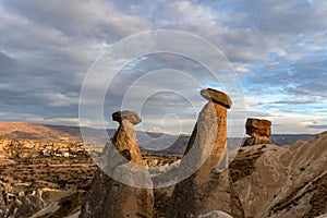 Landscape photo of the three beauties at Urgup, Turkey