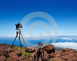Landscape photographer tripods and camera