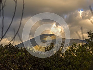 Landscape photography of a mountain at sunset