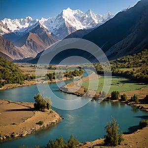 Landscape photography of nagar, hoper valley, northern areas of gilgit baltistan... photo