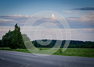 Landscape photography. Nature before the storm. Sunset. Evening.