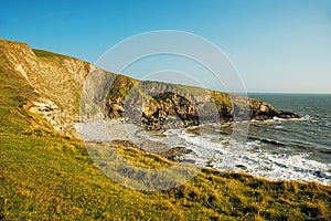 Landscape picture of a beach in Wales