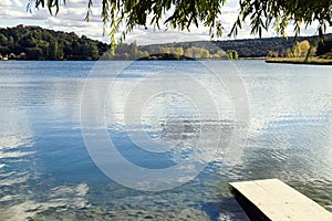 Landscape with a pier in Lagunas de Ruidera Natural Park photo