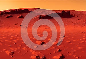 Landscape on planet Mars. Generative AI