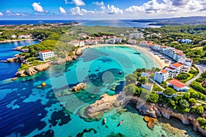 Landscape with Platja de Binigaus, Menorca island, Spain. Landscape with aerial view of Platja de Binigaus, Menorca island, Spain photo