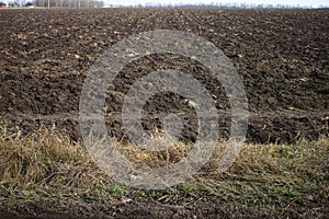 landscape of plowed field